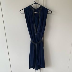 Alice & Olivia Dress Navy Blue with Leather detail - Size US Small